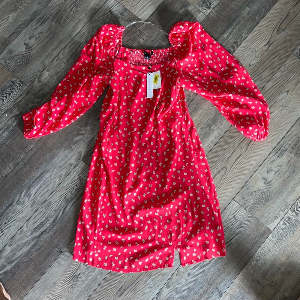 NWT Sanctuary Cilia Long Sleeve Mini Red Floral Dress